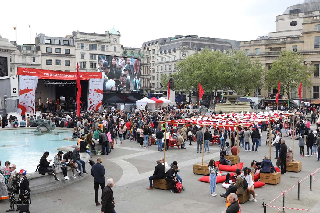 Double Pergola at Trafalgar Square for St Georges day
