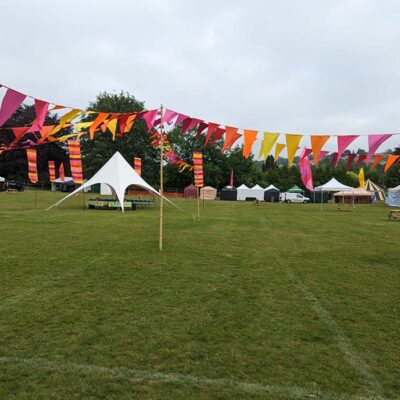 Oversized Warm Hue bunting with Calypso flags