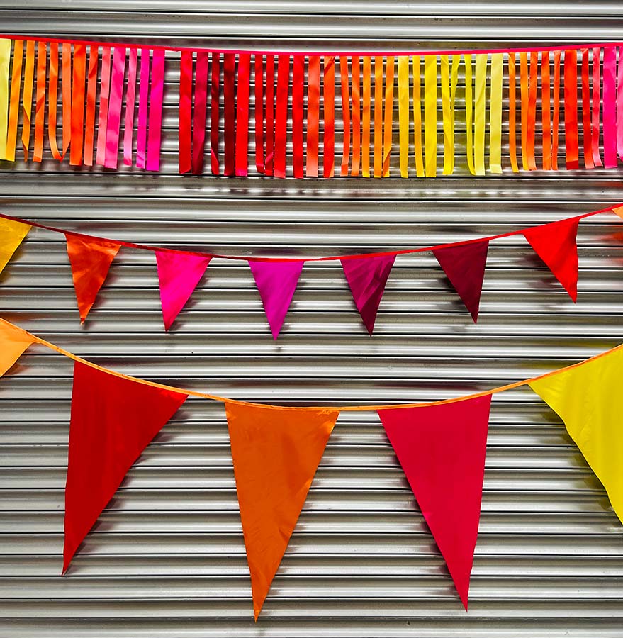 Warm hues bunting in ribbon regular and extra large
